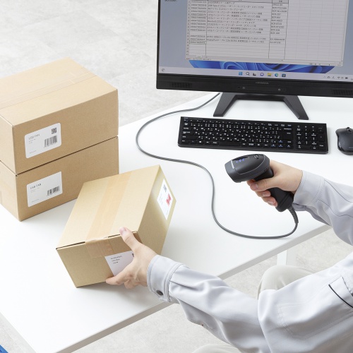 バーコードリーダー（有線・照合機能搭載・1次元・2次元・QRコード・日本語QR・防水防塵 IP42・USB・図書館・物流管理)