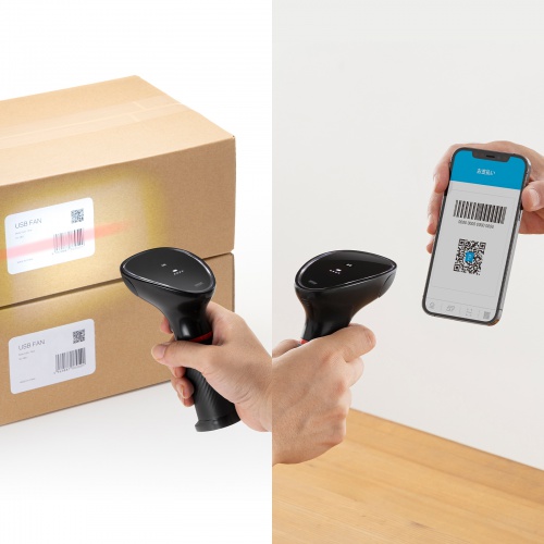 バーコードリーダー（qrコードリーダー・バーコードスキャナー・無線・ワイヤレス・2次元・１次元・レシーバー兼充電クレードル式・おすすめ・ブラック） BCR-WL2D1BK サンワサプライ