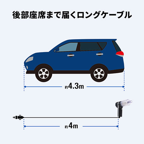 【アウトレット･訳あり・セール】ハンディカークリーナー 車用掃除機 シガーソケット DC12V ケーブル長4m