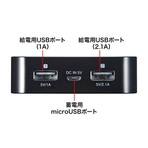 モバイルバッテリー(13000mAh・2ポート・Type-Cアダプタ付き)