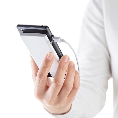モバイルバッテリー(2500mAh・コンパクト・microUSBショートケーブル付き)