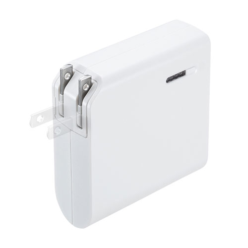 モバイルバッテリー(AC充電器・一体型・USB２ポート・5200mAh・最大2.4A)