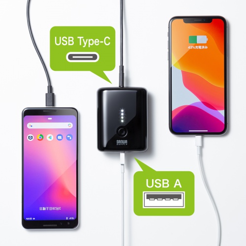 モバイルバッテリー（USB Type-C対応・10000mAh・ブラック） BTL-RDC20BK サンワサプライ