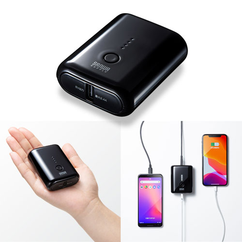 モバイルバッテリー（USB Type-C対応・10000mAh・ブラック） BTL-RDC20BK サンワサプライ