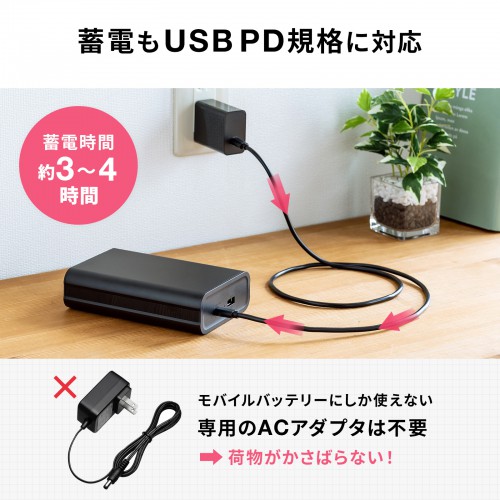 モバイルバッテリー（飛行機・持ち込み・大容量・PD60W・軽量・小型・持ち運び・機内） BTL-RDC24 サンワサプライ