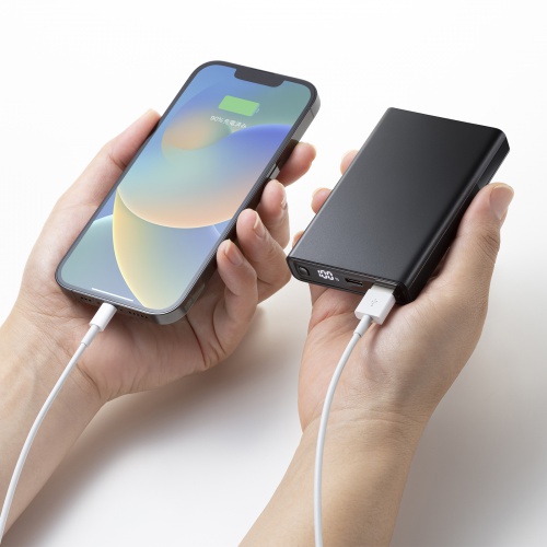 モバイルバッテリー（10000mAh・PD20W・軽量・小型・持ち運び・ブラック・急速充電・飛行機・持ち込み・機内）  BTL-RDC27BK サンワサプライ