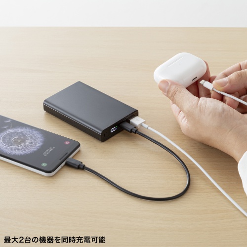 モバイルバッテリー（10000mAh・PD20W・軽量・小型・持ち運び・ブラック・急速充電・飛行機・持ち込み・機内）  BTL-RDC27BK サンワサプライ