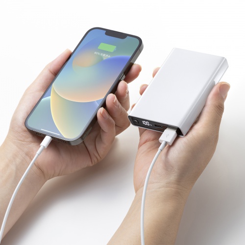 モバイルバッテリー（10000mAh・軽量・小型・持ち運び・PD20W・ホワイト・急速充電・飛行機・持ち込み・機内）  BTL-RDC27W サンワサプライ