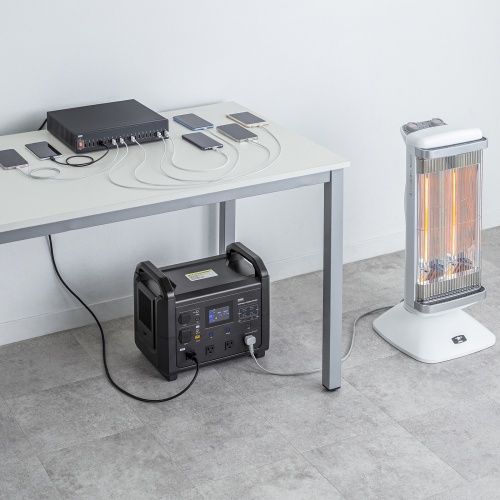 ポータブル電源（1485Wh・リン酸鉄リチウムイオン電池・PD100W・AC定格出力電力1500W・AC出力4ポート・DC出力1ポート・USB出力6ポート） BTL-RDC28　サンワサプライ