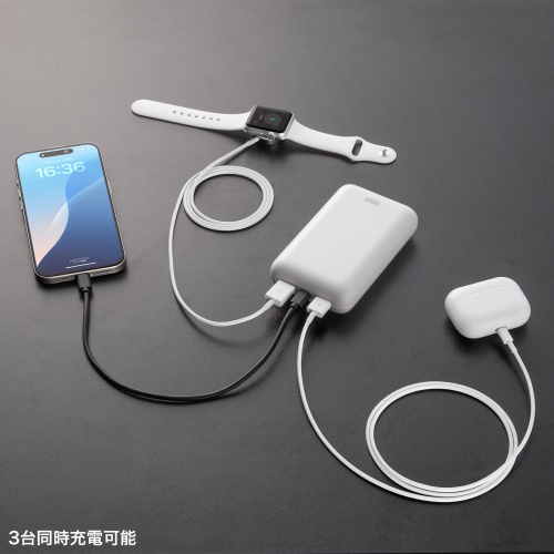 モバイルバッテリー（20000mAh・PD20W・C×1/A×2・高速充電・PSE認証済み・飛行機持ち込み可能・スマホ・モバ充・ホワイト）