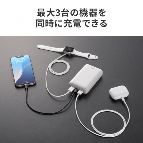 モバイルバッテリー（20000mAh・PD20W・C×1/A×2・高速充電・PSE認証済み・飛行機持ち込み可能・スマホ・モバ充・ホワイト）