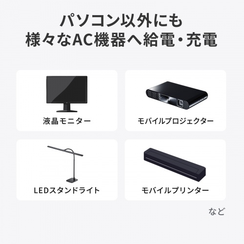 モバイルバッテリー（AC出力対応・大容量・27500mAh・99Wh・AC85W・PD65W・ノートパソコン・コンセント・USB充電・飛行機持ち込み可・旅行・ポタ電・ポータブル電源）