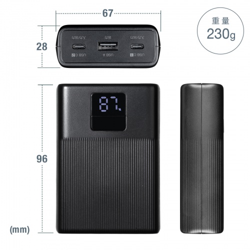 モバイルバッテリー（10000mAh・PD20W・PSE認証済み・C×2 A×1・スマホ・タブレットUSB充電・飛行機持ち込み可・旅行）