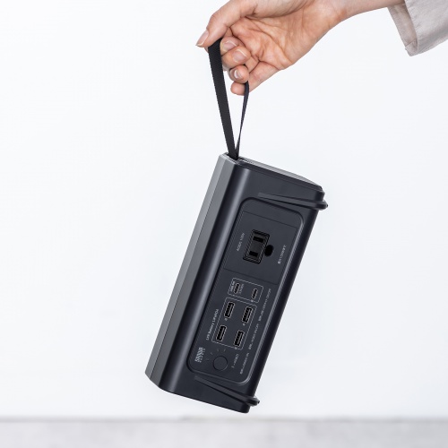 ポータブル電源（小型・AC出力・大容量・76.8Wh・24000mAh・USB PD65W・リン酸鉄リチウムイオン電池・LEDライト付き・機内持ち込み可・停電・災害・車中泊・ノートパソコン・持ち運び）
