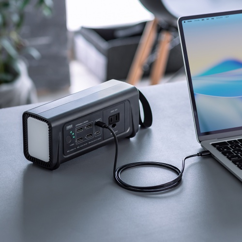 ポータブル電源（小型・AC出力・大容量・76.8Wh・24000mAh・USB PD65W・リン酸鉄リチウムイオン電池・LEDライト付き・機内持ち込み可・停電・災害・車中泊・ノートパソコン・持ち運び）