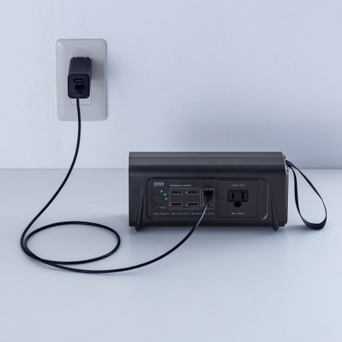 ポータブル電源（小型・AC出力・大容量・76.8Wh・24000mAh・USB PD65W・リン酸鉄リチウムイオン電池・LEDライト付き・機内持ち込み可・停電・災害・車中泊・ノートパソコン・持ち運び）