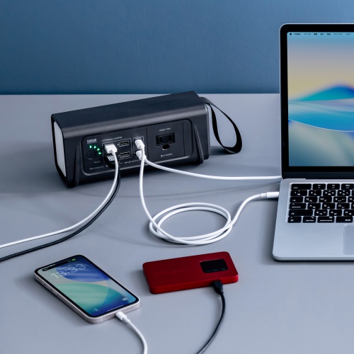 ポータブル電源（小型・AC出力・大容量・76.8Wh・24000mAh・USB PD65W・リン酸鉄リチウムイオン電池・LEDライト付き・機内持ち込み可・停電・災害・車中泊・ノートパソコン・持ち運び）