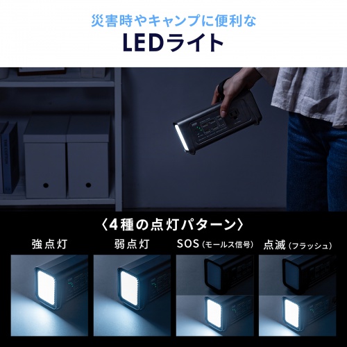 ポータブル電源（小型・AC出力・大容量・76.8Wh・24000mAh・USB PD65W・リン酸鉄リチウムイオン電池・LEDライト付き・機内持ち込み可・停電・災害・車中泊・ノートパソコン・持ち運び）