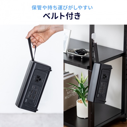 ポータブル電源（小型・AC出力・大容量・76.8Wh・24000mAh・USB PD65W・リン酸鉄リチウムイオン電池・LEDライト付き・機内持ち込み可・停電・災害・車中泊・ノートパソコン・持ち運び）