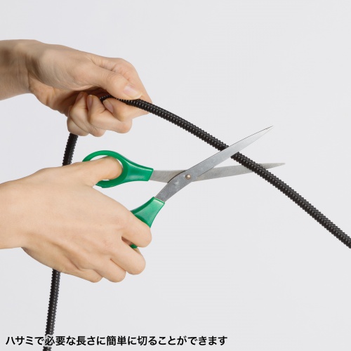 ケーブルチューブ（黒・2m・コルゲートチューブ・ケーブル整理・内寸5.6mm）