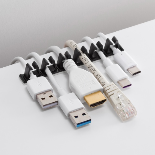 ケーブルホルダー（はさみで切り離せる・両面テープ貼り付け・6本収容・ケーブルクリップ・3個入り）