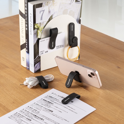 ケーブルクリップ（マグネット・シリコン製・イヤホンクリップ・ケーブル収納・5個セット・ブラック）