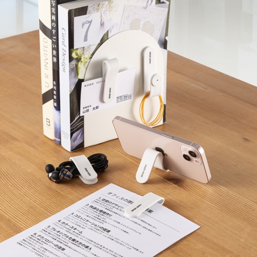 ケーブルクリップ（マグネット・シリコン製・イヤホンクリップ・ケーブル収納・5個セット・ホワイト）