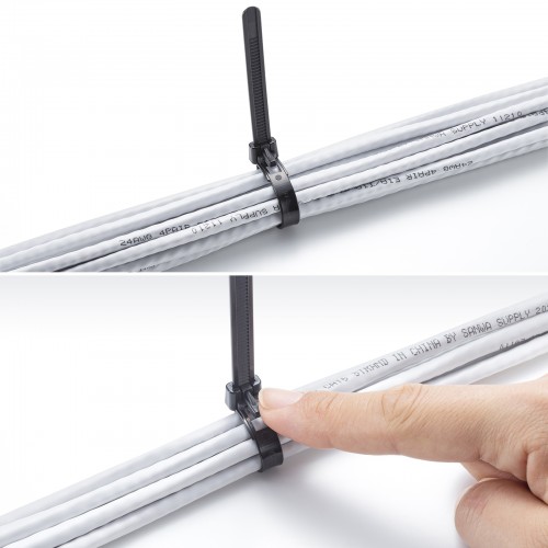 ケーブルタイ（ワイドタイプ・15cm・10本入り・結束バンド・配線・ブラック）