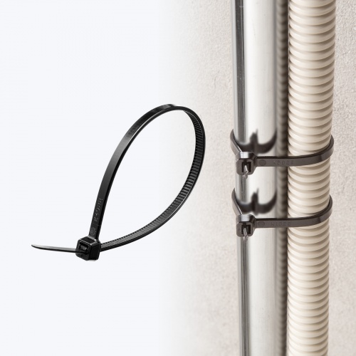 結束バンド（屋外用・長さ203mm・50本入り・耐UV・紫外線に強い・耐候性・幅4.6mm・配線・DIY・結束径最大52mm・引張強度22kg・ブラック）