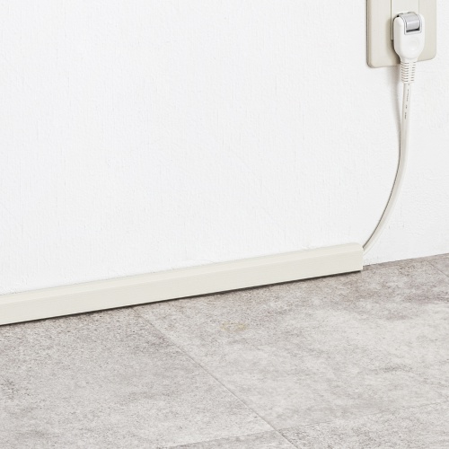 ケーブルモール（幅26mm・角型・壁用・床用・フラット・両面テープ付き・釘・ネジ止めが可能・配線・ダクト・カバー・ケーブル収納・ミルキーホワイト）