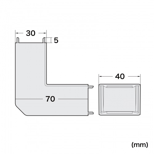 ケーブルカバー（壁用・床用・配線カバー・配線隠し・配線ダクト・内外L型・CA-KK40W用）