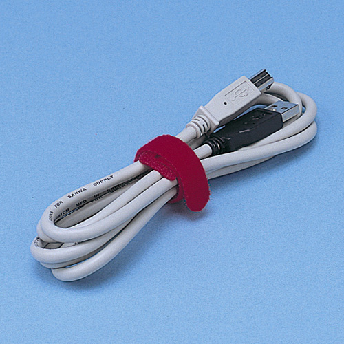 ケーブルタイ（レッド・面ファスナー・配線用・4本入り） CA-MF2RN サンワサプライ