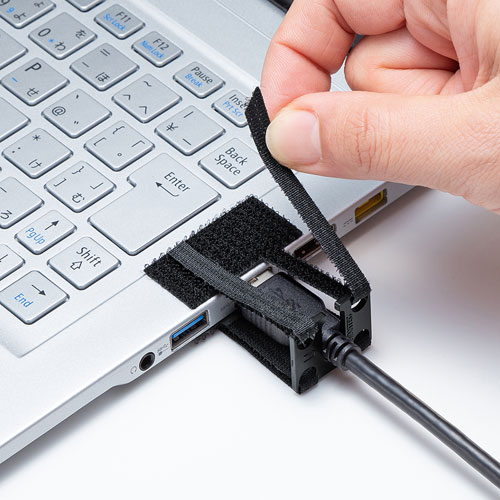 USBホールドロック（USBプラグ対応・抜け防止・面ファスナー取り付け）