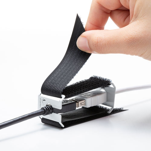 I/Oロックジョイント（USB/HDMI中継プラグ対応・抜け防止・面ファスナー取り付け）