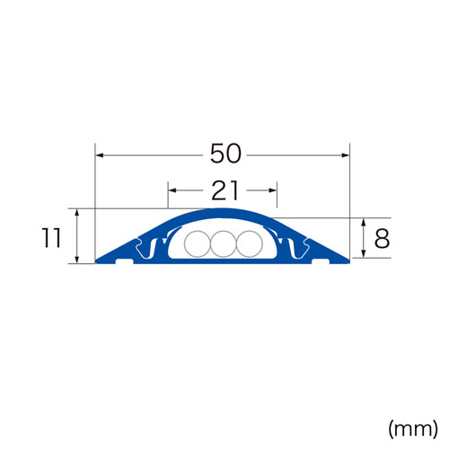 ケーブルカバー（中・足かけ危険予防・グレー） CA-R50GY サンワサプライ