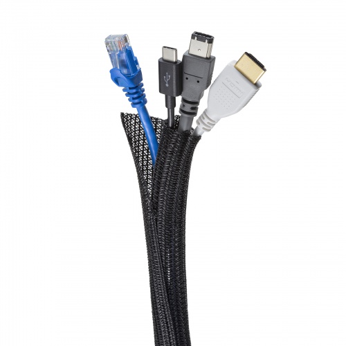 ケーブルカバー（ケーブルスリーブ・編組スリーブ・黒・2m・内径19mm）