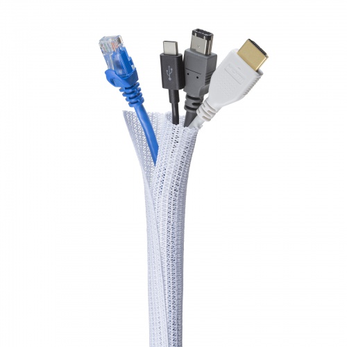 ケーブルカバー（ケーブルスリーブ・編組スリーブ・白・2m・内径19mm）