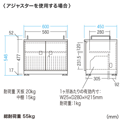 収納キャビネット（iPad・タブレット・20台まで・保管庫・鍵付き） CAI-CAB103W サンワサプライ