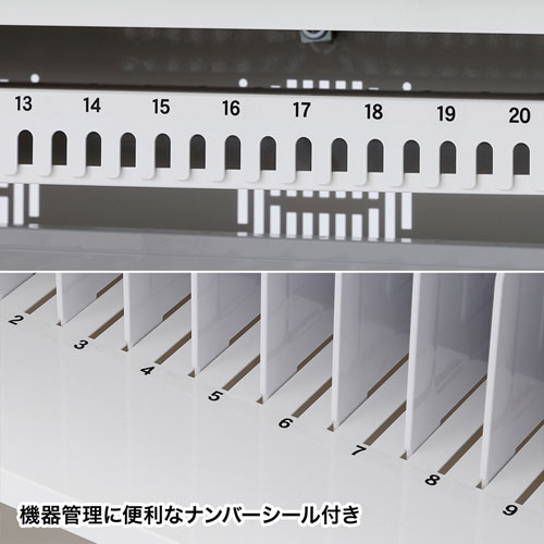 タブレット収納保管庫（12.9インチ対応・44台収納・前扉仕様・ホワイト）
