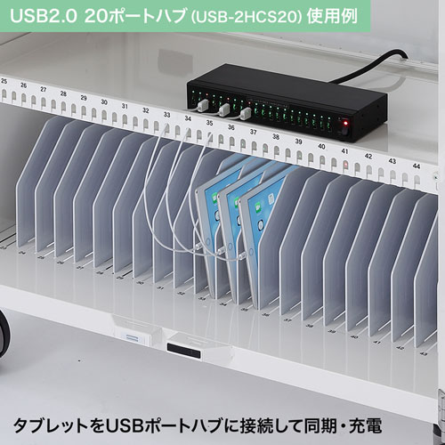 タブレット収納保管庫（12.9インチ対応・44台収納・前扉仕様・ホワイト）