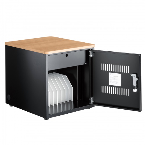 タブレット保管庫（10台収納・木目天板・ブラック）