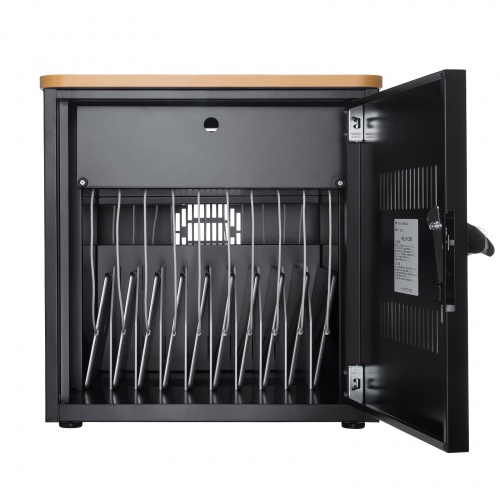 タブレット保管庫（10台収納・木目天板・ブラック）