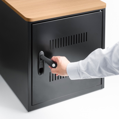 タブレット保管庫（10台収納・木目天板・ブラック）