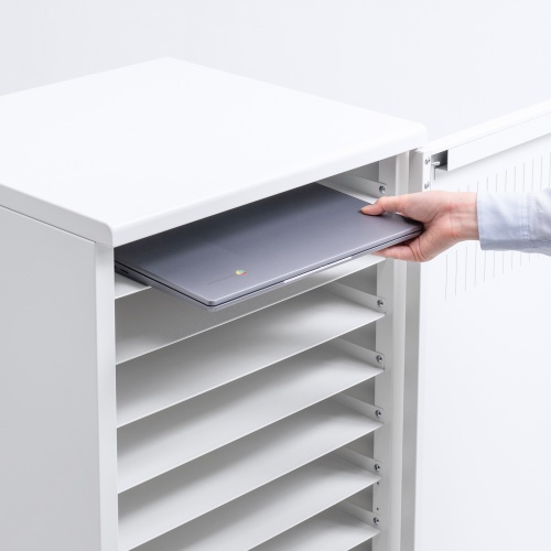 ノートパソコン保管庫（鍵付き・キャスター付・ノートPC・11台収納・スチール） CAI-CAB66W サンワサプライ