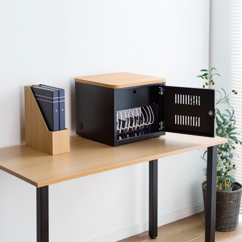 スマートフォン保管庫（10台収納・木目天板・ブラック） CAI-CABSP65LM サンワサプライ