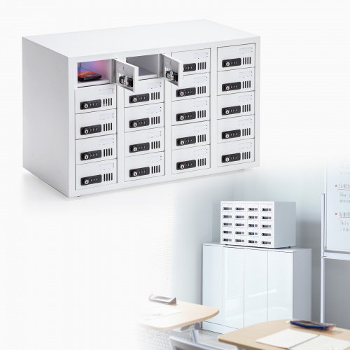 スマートフォン保管庫（収納庫・収納ボックス・20台収納・横長・ダイヤル錠・学校やオフィスで一括管理・個別管理用）