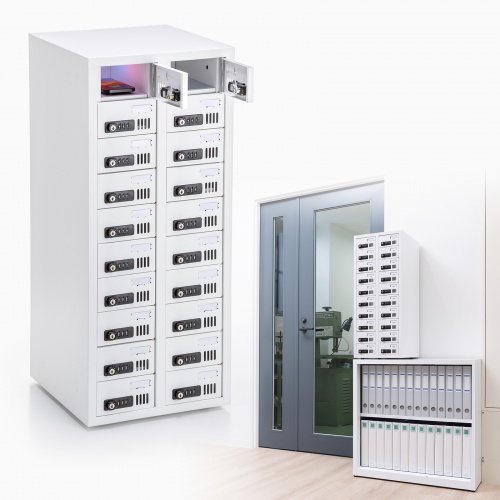 スマートフォン保管庫（20台収納・ダイヤル錠・学校やオフィスで一括管理・個別管理） CAI-CABSP69