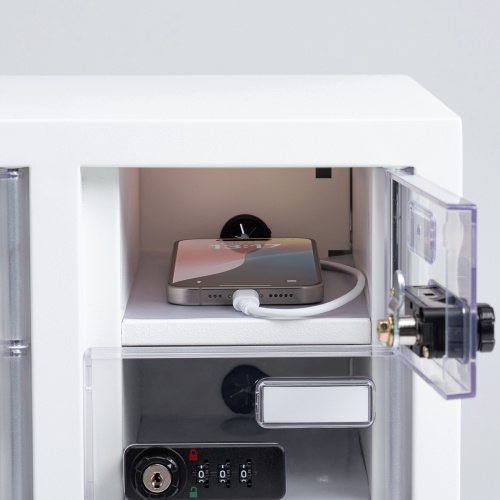 スマートフォン保管庫（収納庫・収納ボックス・10台収納・ダイヤル錠・個別扉・透明扉・学校やオフィスで一括管理・個別管理用）