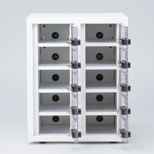 スマートフォン保管庫（収納庫・収納ボックス・10台収納・ダイヤル錠・個別扉・透明扉・学校やオフィスで一括管理・個別管理用）