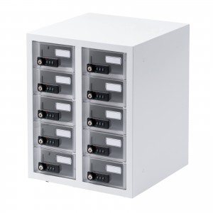 スマートフォン保管庫（収納庫・収納ボックス・10台収納・ダイヤル錠・個別扉・透明扉・学校やオフィスで一括管理・個別管理用）